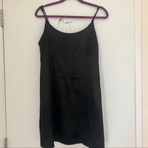 Silence + Noise black silk slip dress